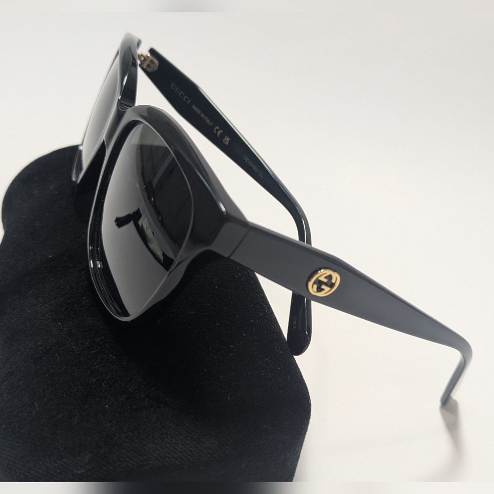Gucci Women Square Sunglasses GG0800SA 001 Black/Grey Lens 56mm Authentic - Picture 3 of 11